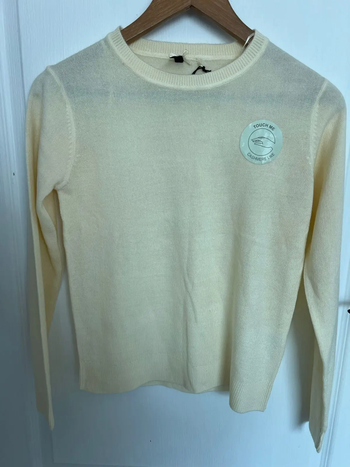 Bershka Cream Knit Long Sleeve Top