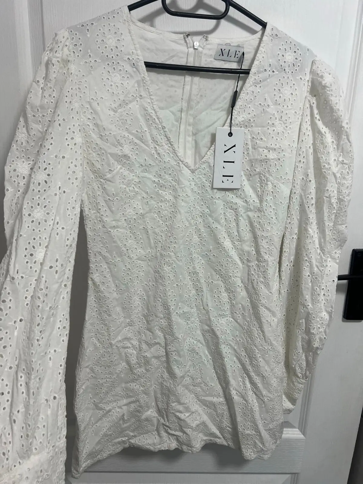 XLE White Eyelet Long Sleeve Dress with Tags