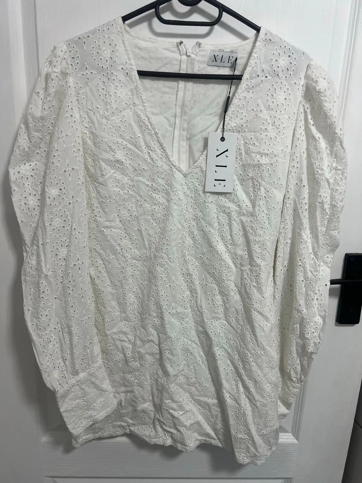 XLE White Eyelet Long Sleeve Dress with Tags