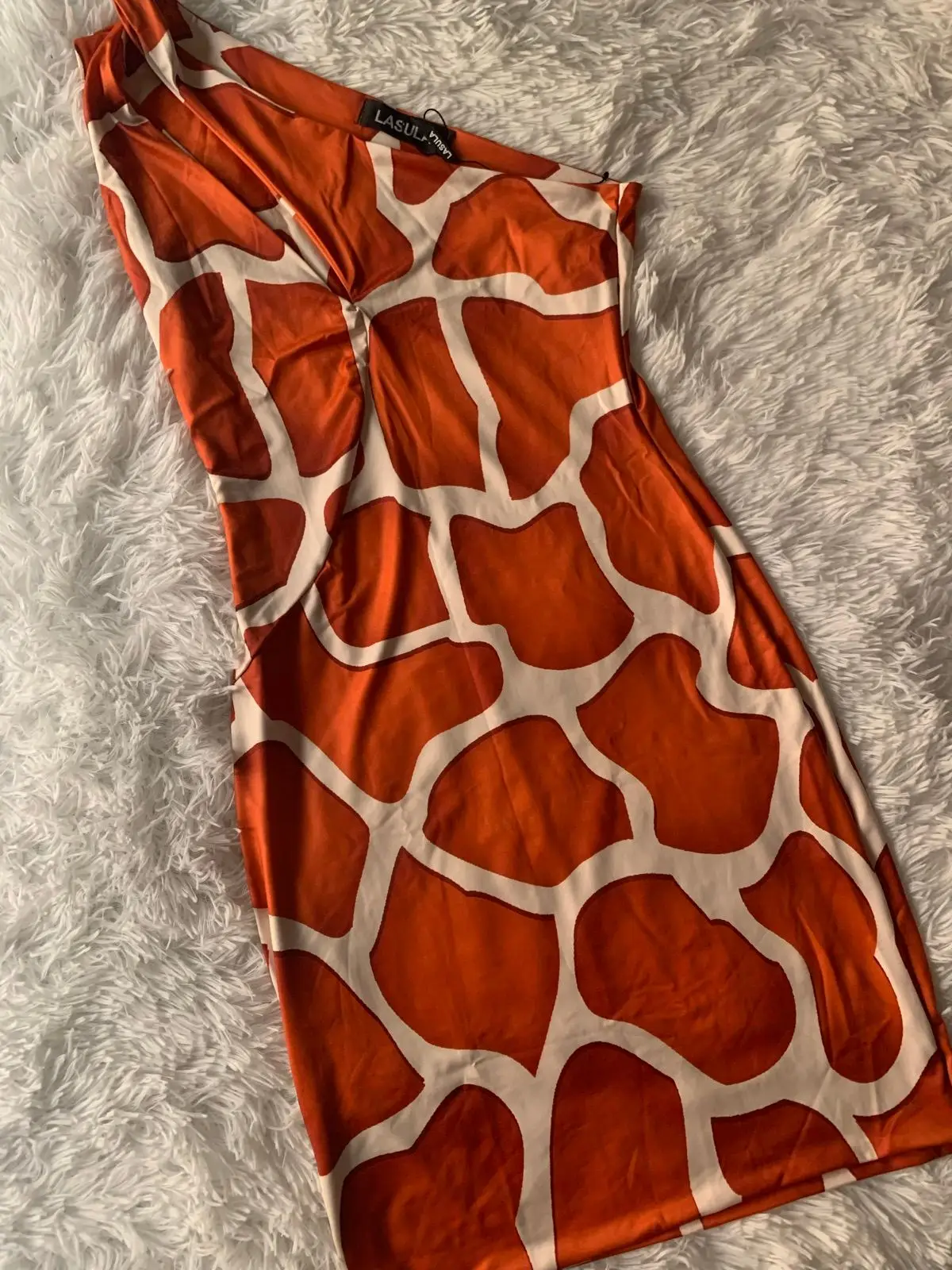 Lasula Orange and White Giraffe Print Dress