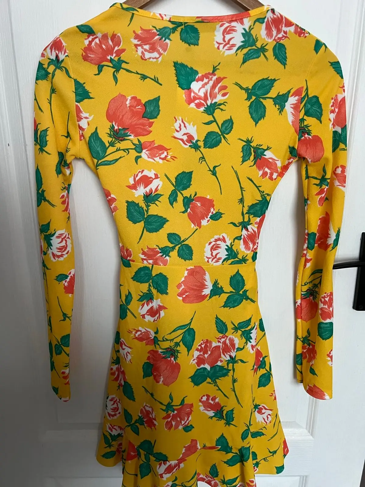 I Saw It First Yellow Floral Wrap Dress with Long Sleeves