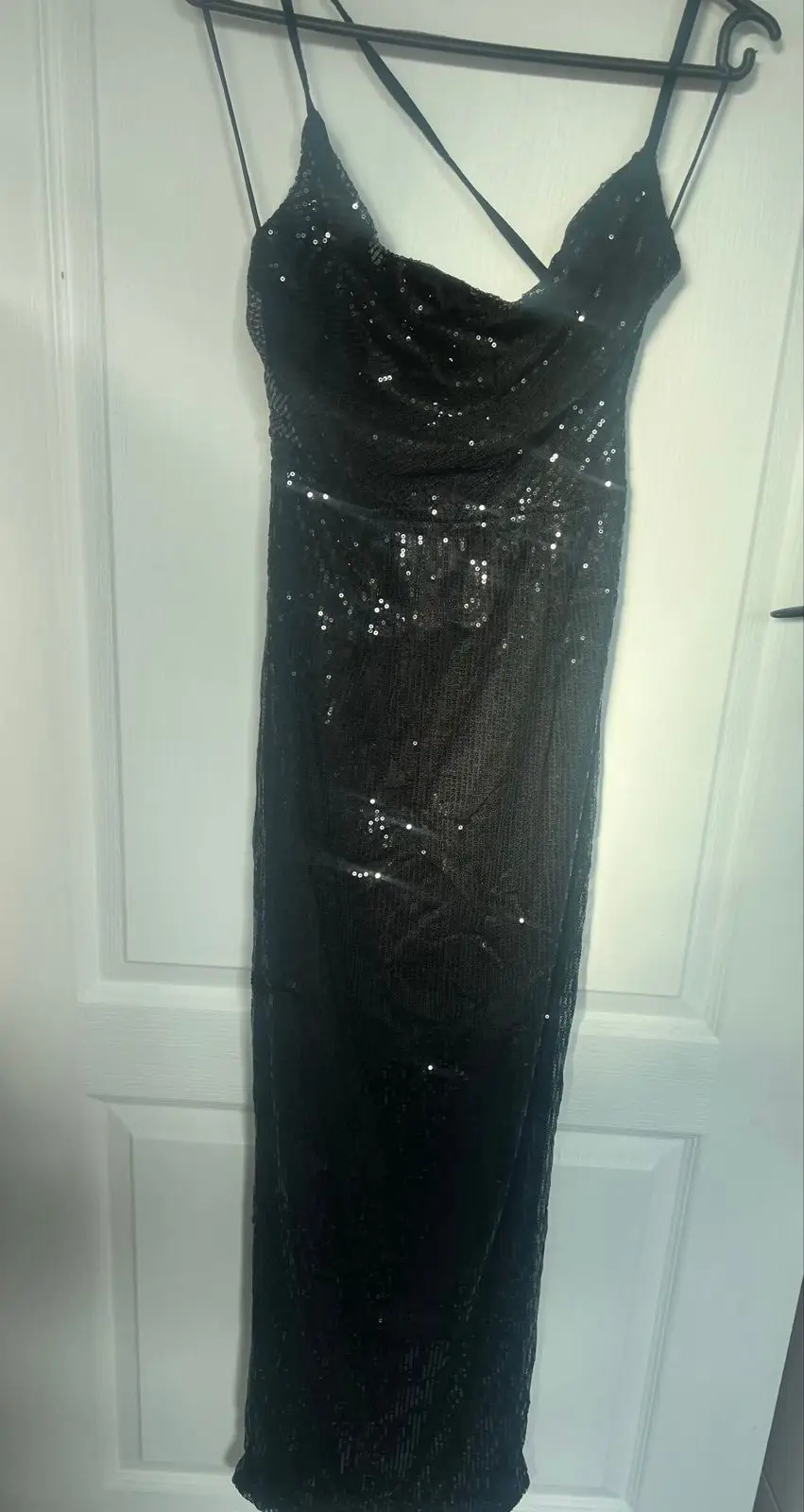 Black Sequin Midi Dress
