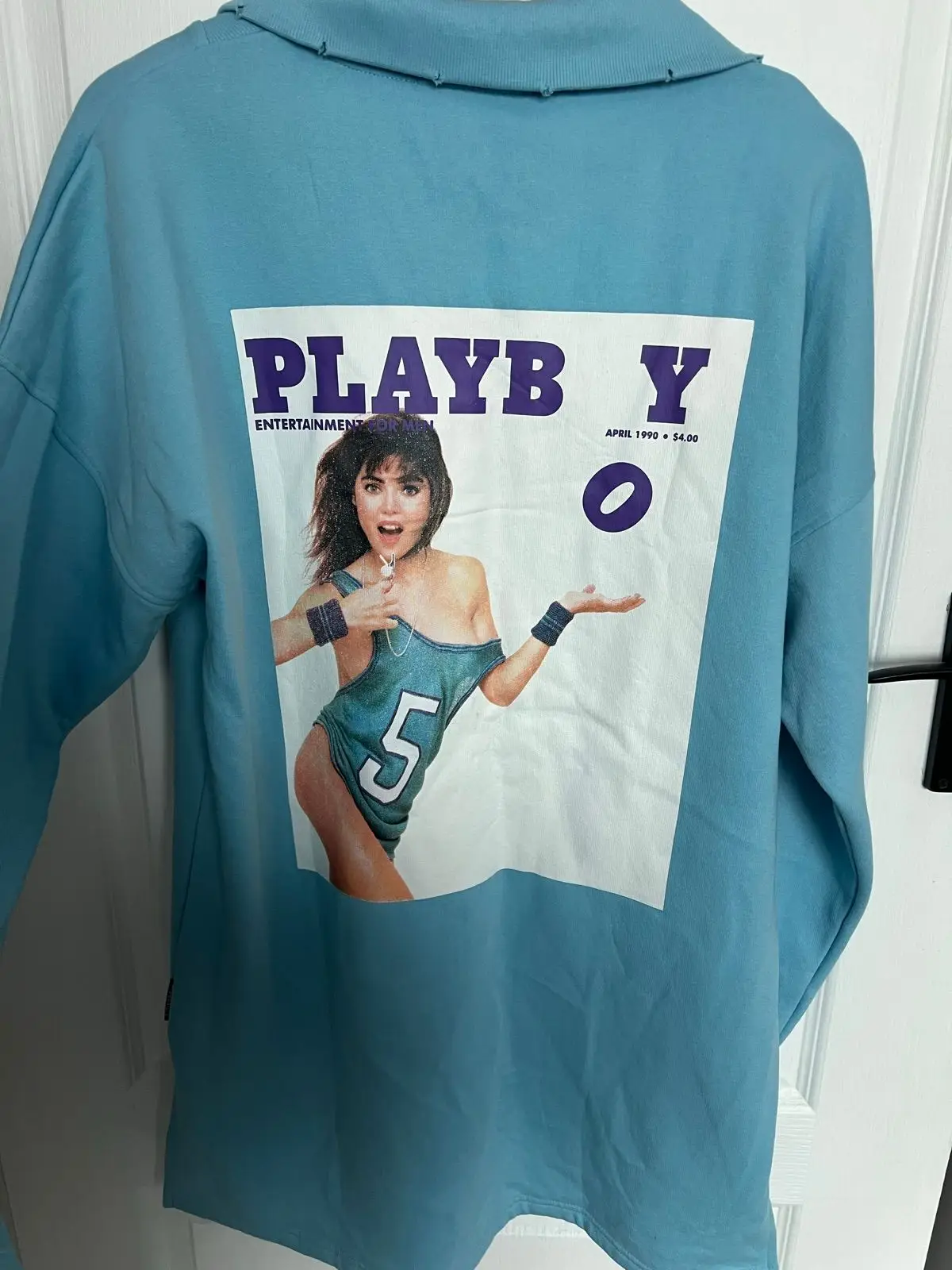 Playboy x Missguided Blue Quarter Zip Sweatshirt