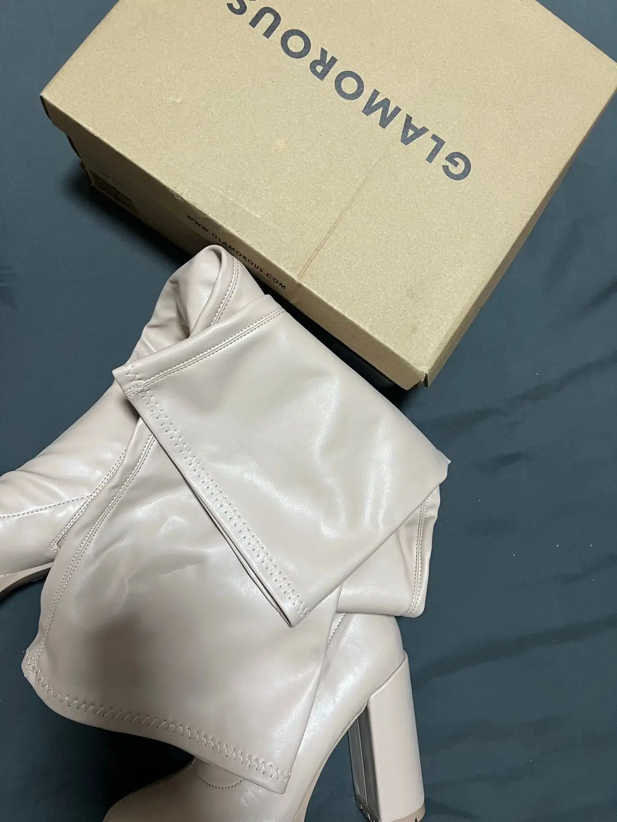 Nude Over-The-Knee Platform Boots