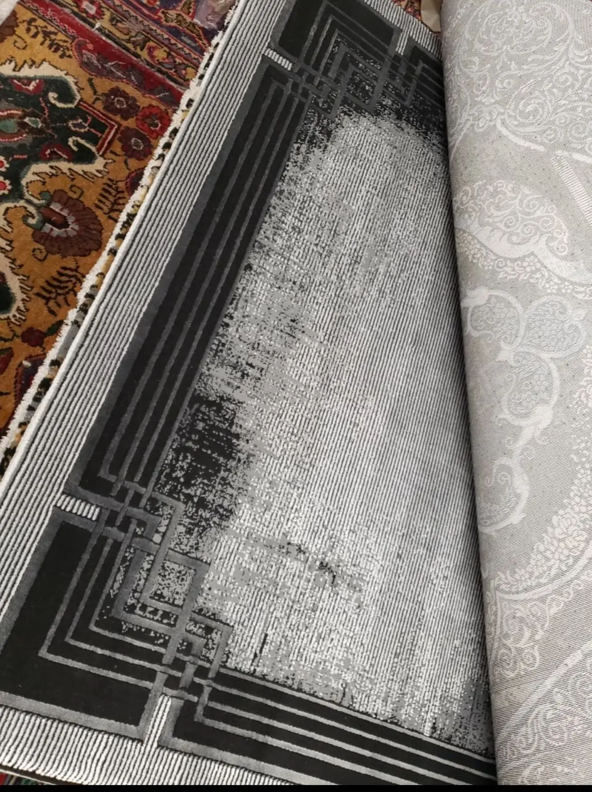 Turkish Grey Geometric Pattern Rug 230x160