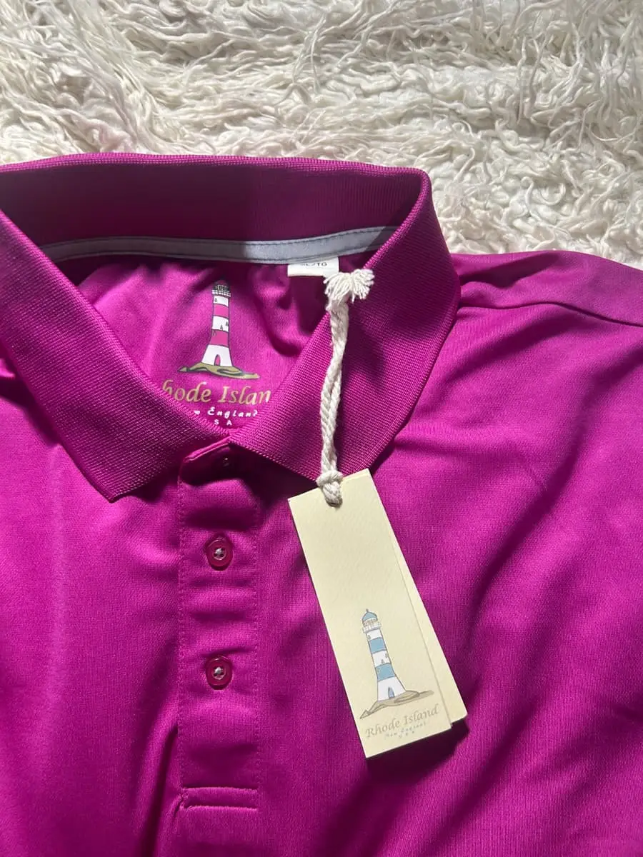 BNWT Rhode Island Men's Magenta Performance Golf Polo Shirt – XL