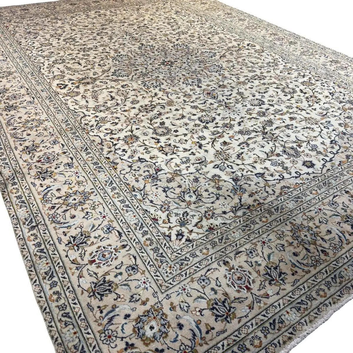 Persian Kashan Cream Wool Rug