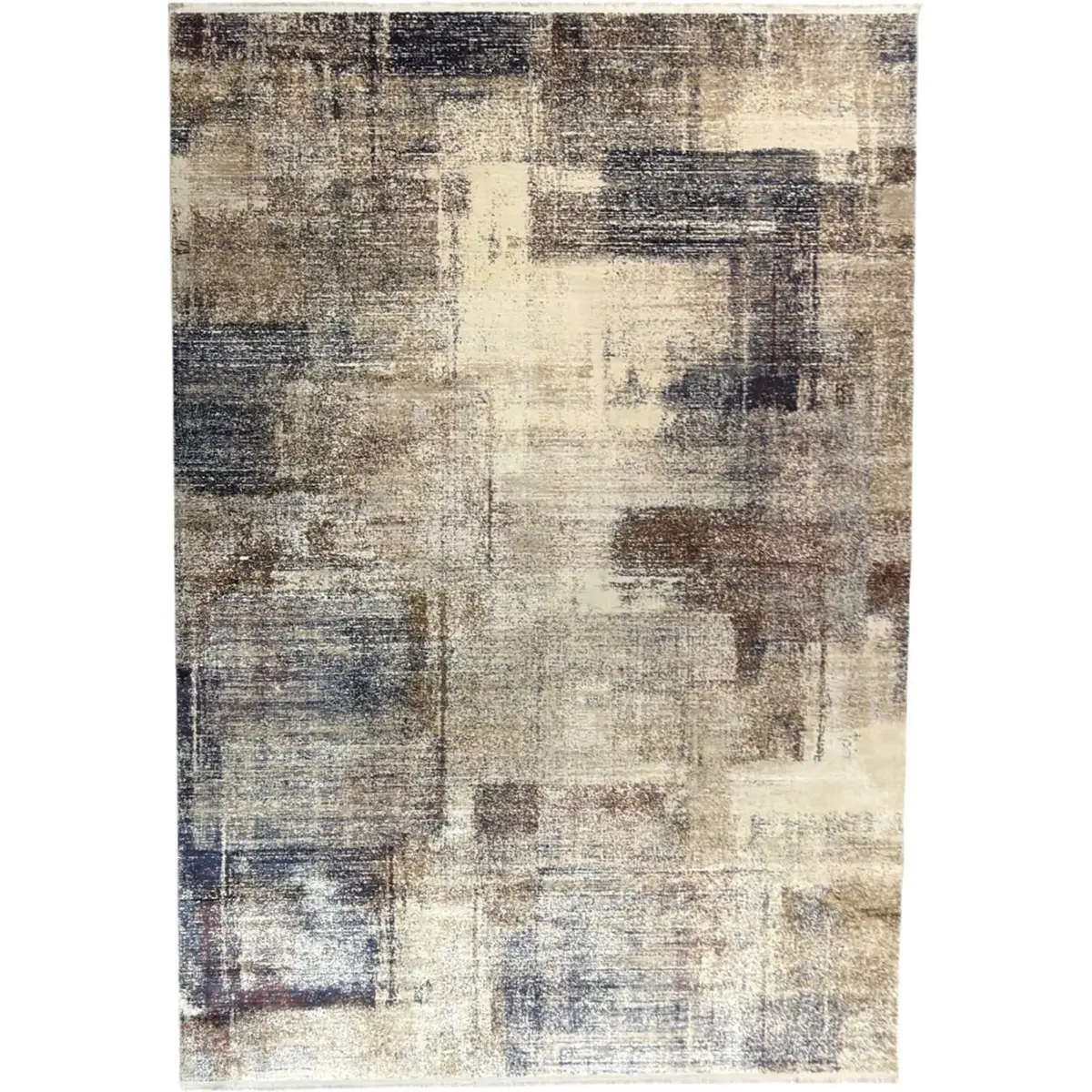 Turkish Machine Made Mirage Beige & Blue Abstract Rug