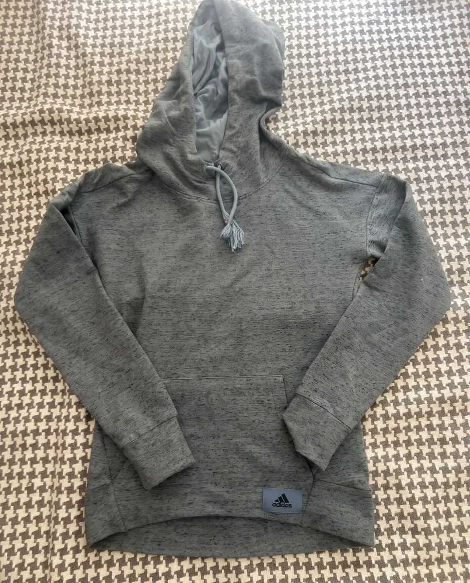 Adidas Women's Marl Grey Crossover Funnel-Neck Hoodie – XS