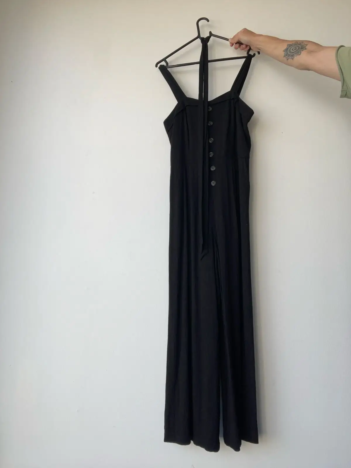 Black Jumpsuit with Button Detail and Straps
