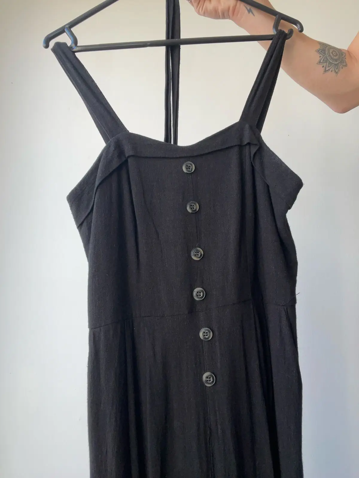 Black Jumpsuit with Button Detail and Straps