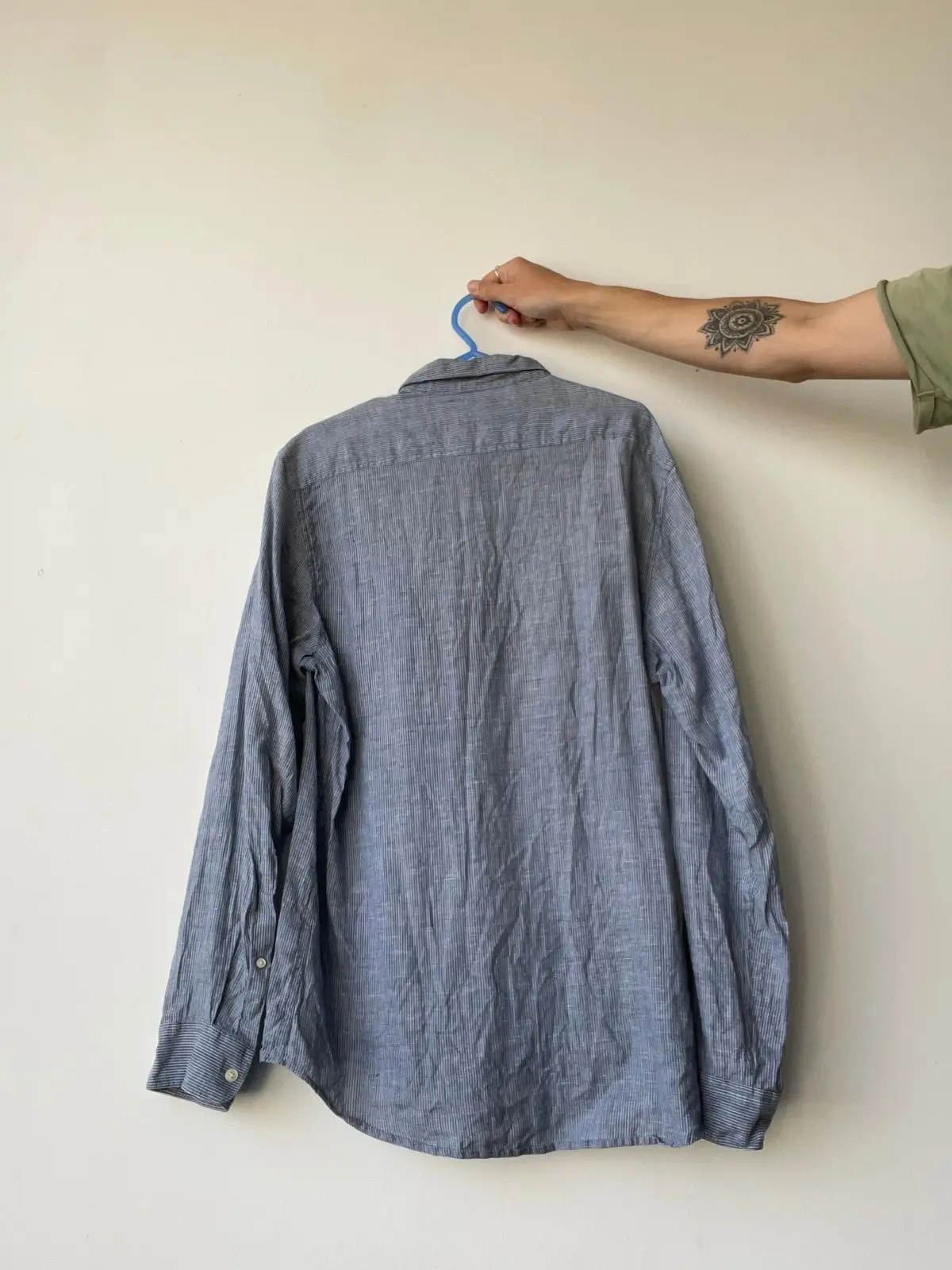 Studio W Blue Striped Long Sleeve Button-Down Shirt M