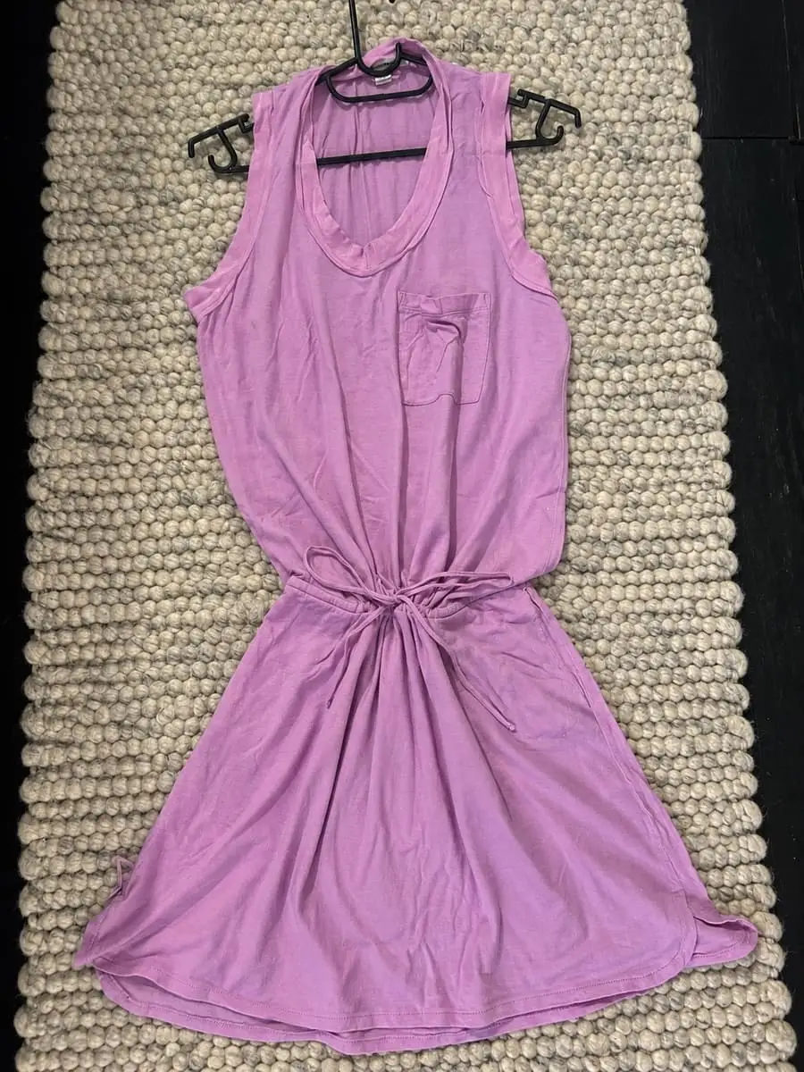 Country Road Lilac 100% Cotton & Pure Silk Trim Drawstring Dress – Small