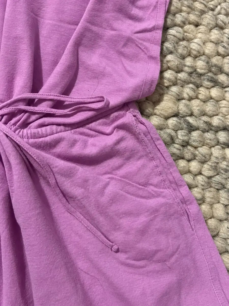 Country Road Lilac 100% Cotton & Pure Silk Trim Drawstring Dress – Small