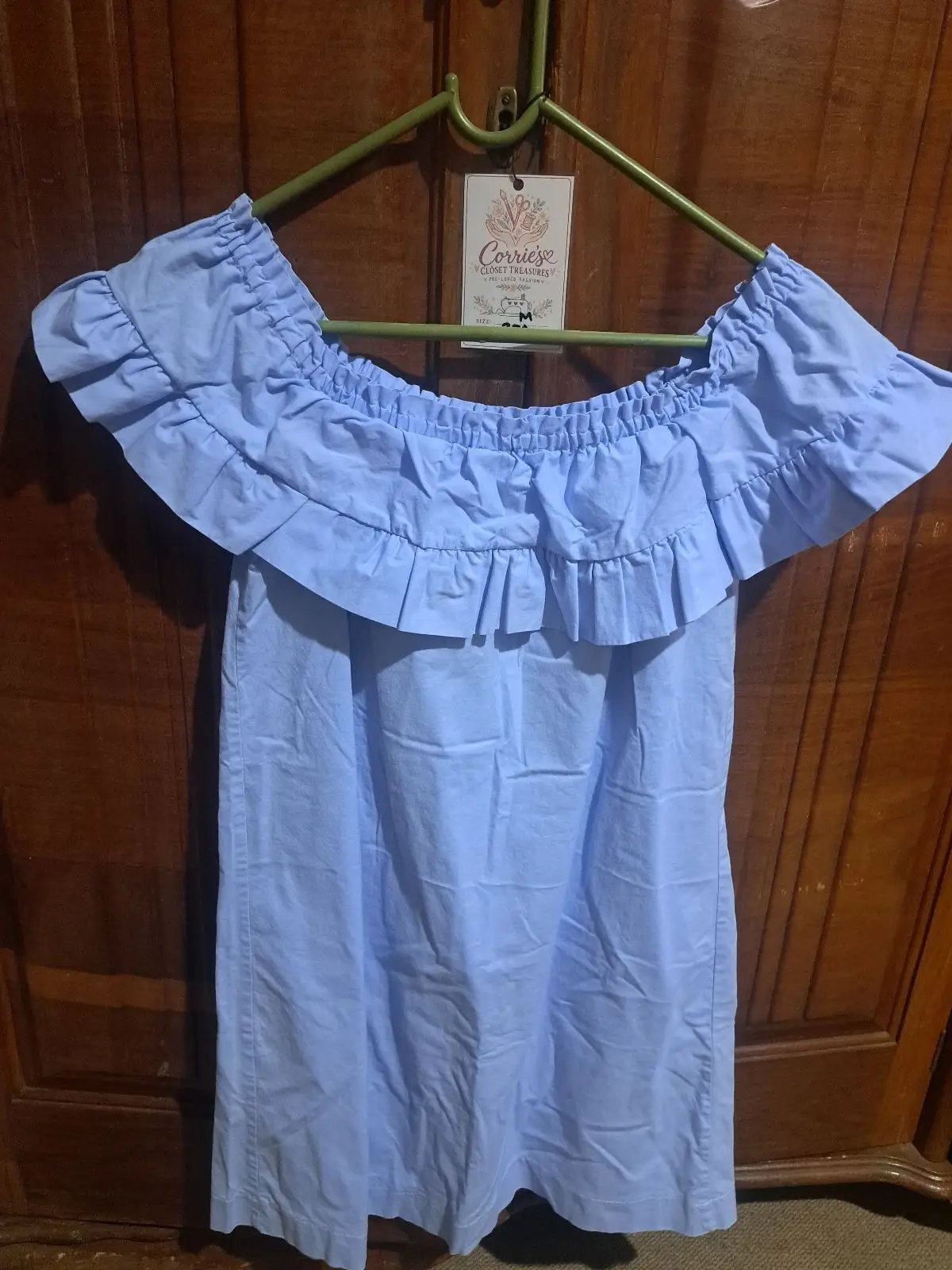 Light Blue Off-Shoulder Ruffle Top