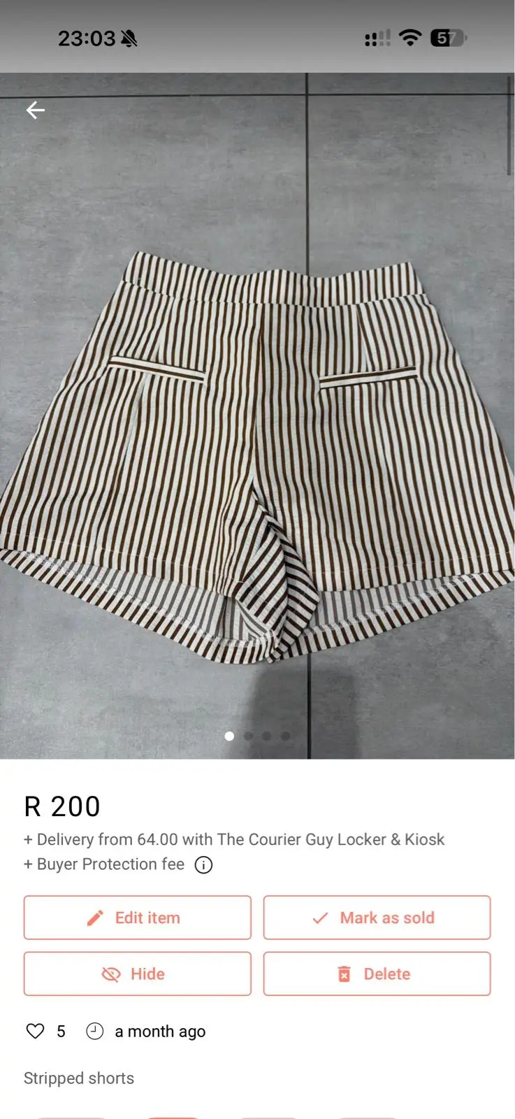 Shein Brown Striped Shorts XL