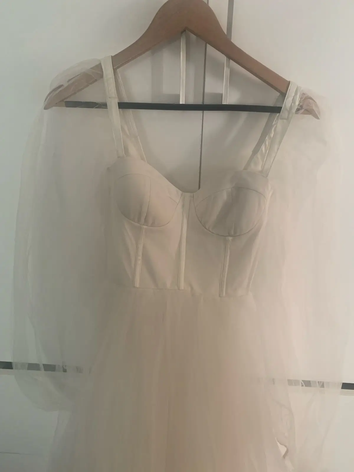 ASOS White Tulle Long Sleeve Corset Dress