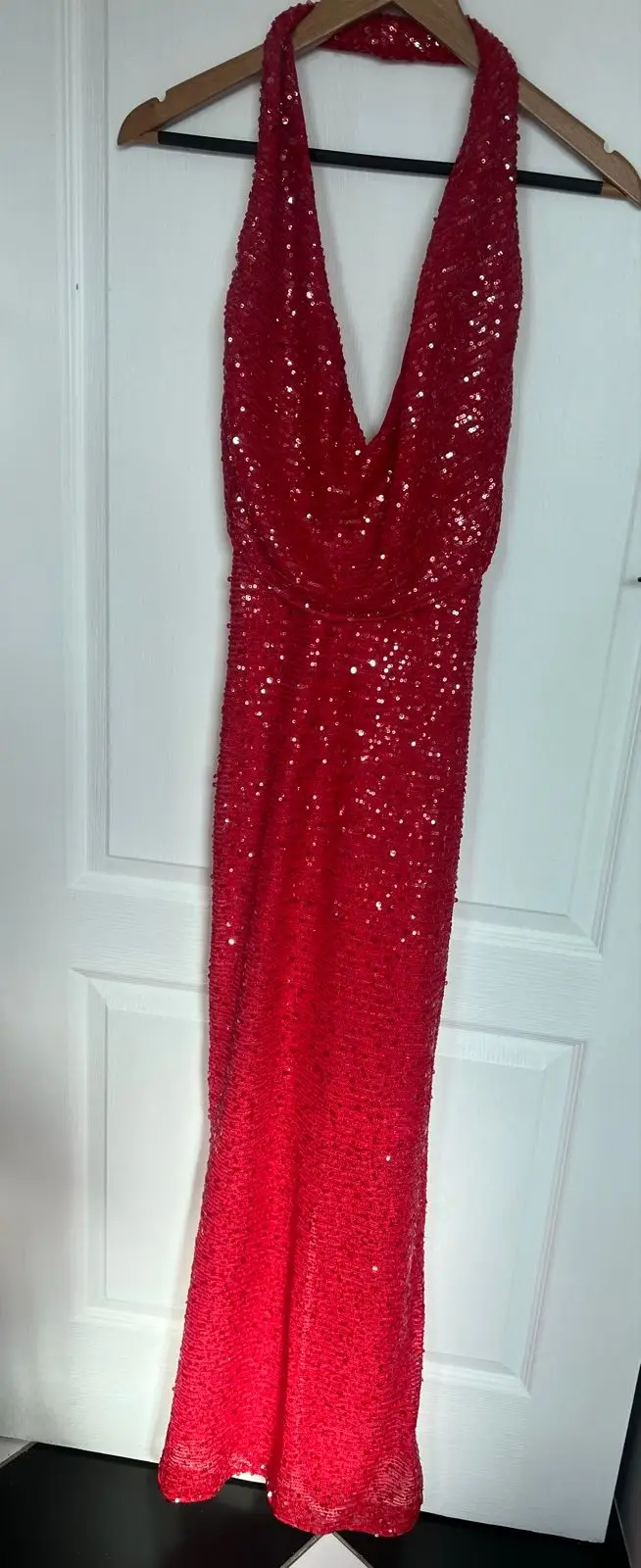 YDE Red Sequin Halter Neck Dress