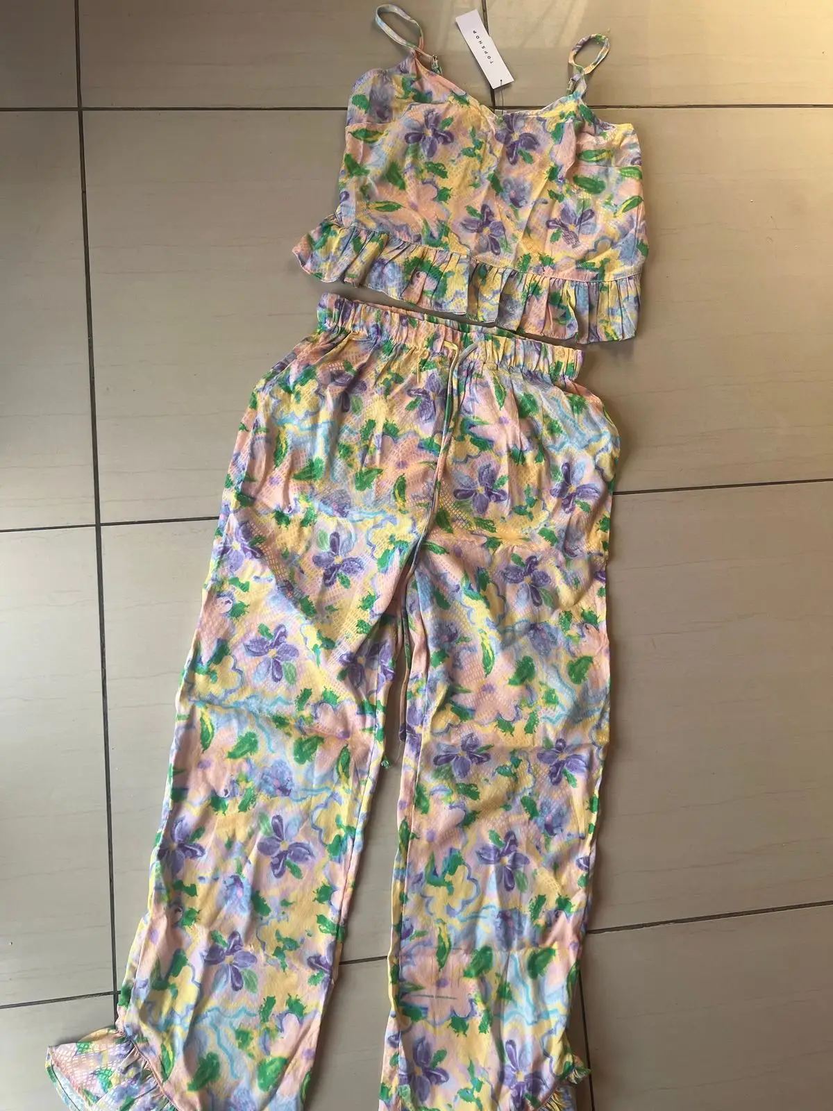 Topshop Floral Print Camisole and Trousers Set
