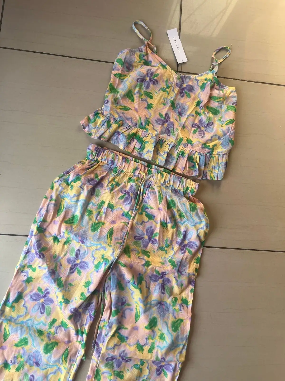 Topshop Floral Print Camisole and Trousers Set