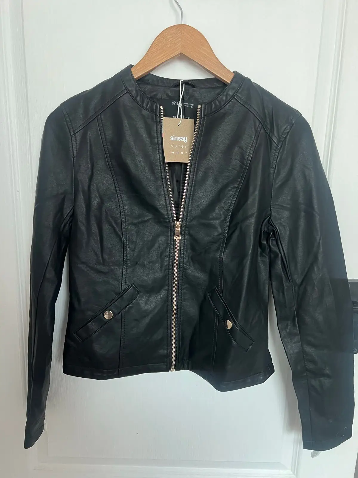 Sinsay Black Faux Leather Jacket S