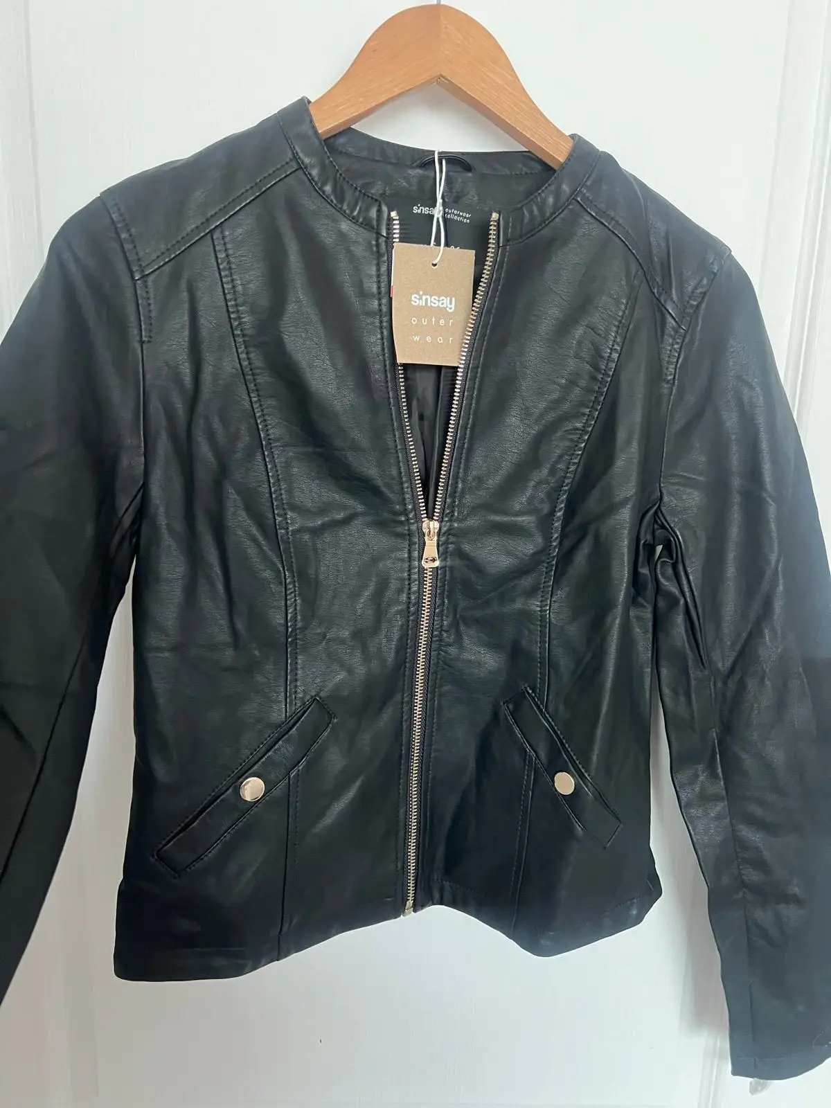 Sinsay Black Faux Leather Jacket S