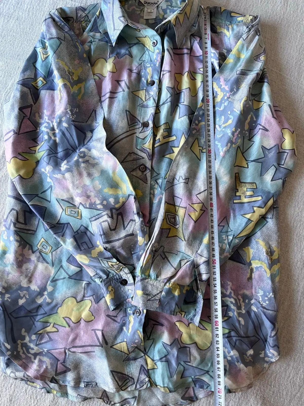 Vintage DorMan 100% Silk Abstract Pastel Blouse