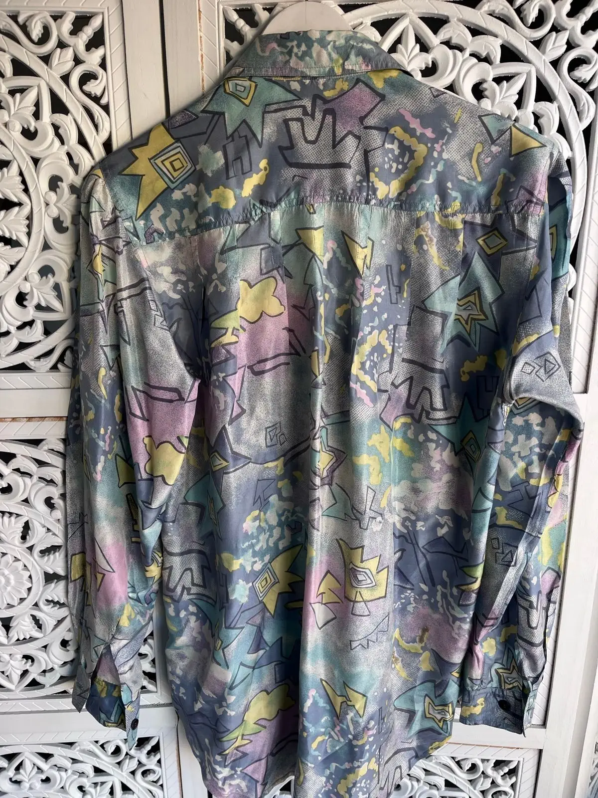 Vintage DorMan 100% Silk Abstract Pastel Blouse