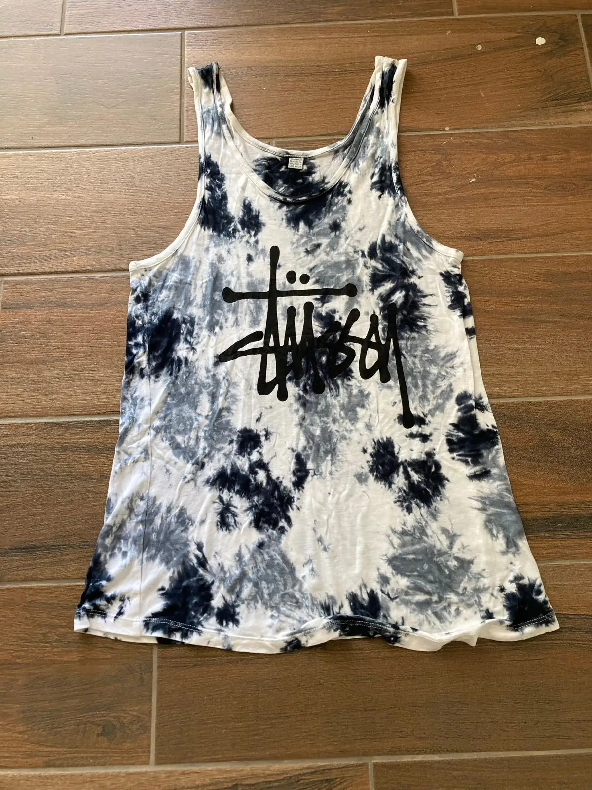 Stüssy Black and White Tie-Dye Vest Top