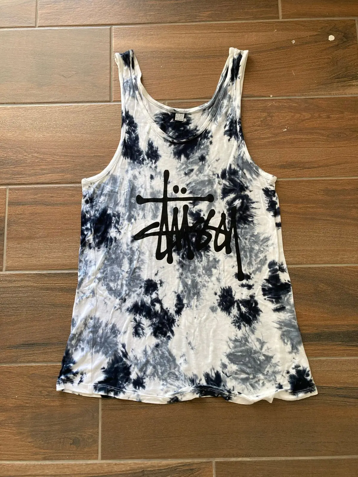 Stüssy Black and White Tie-Dye Vest Top