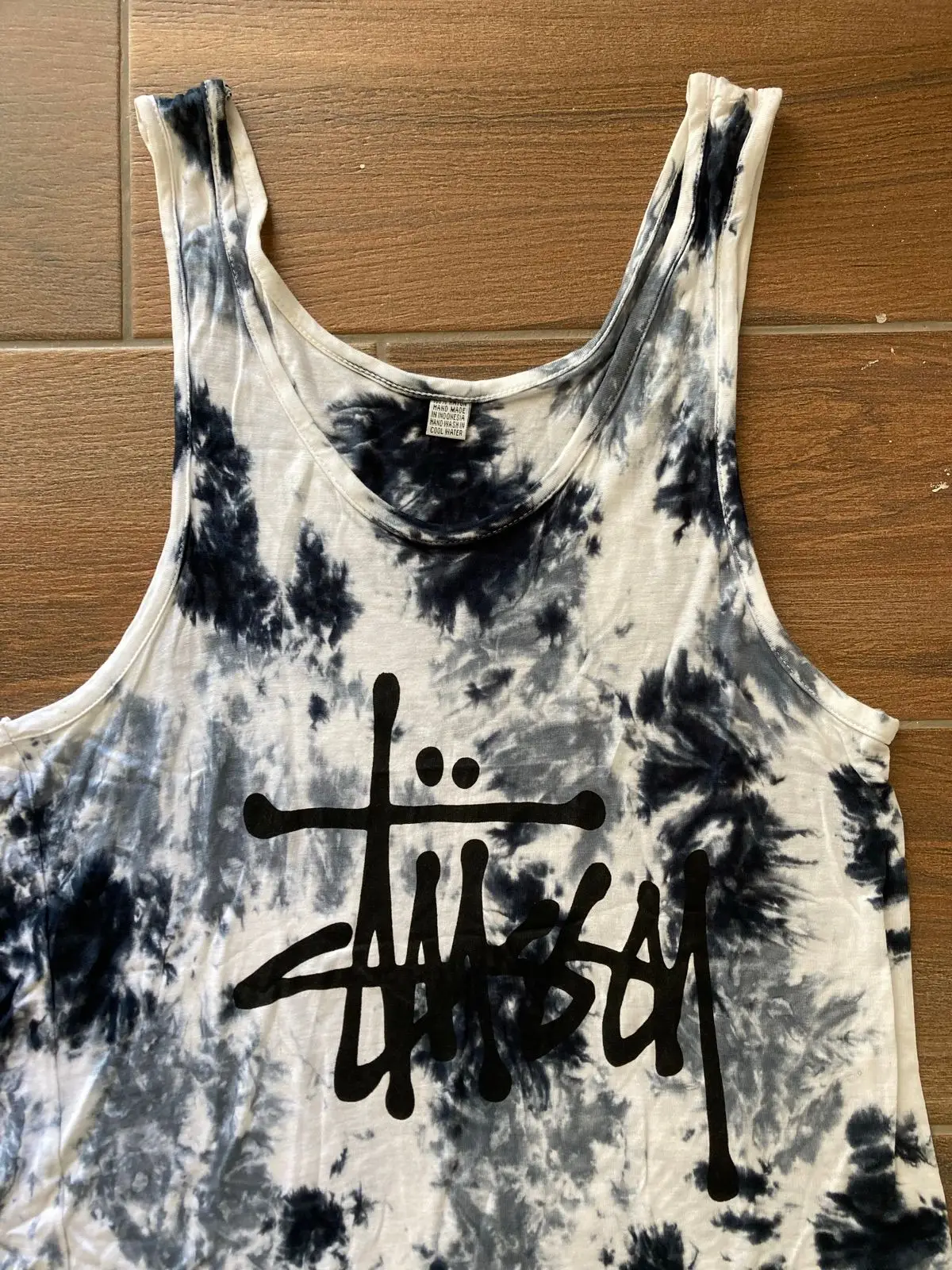 Stüssy Black and White Tie-Dye Vest Top