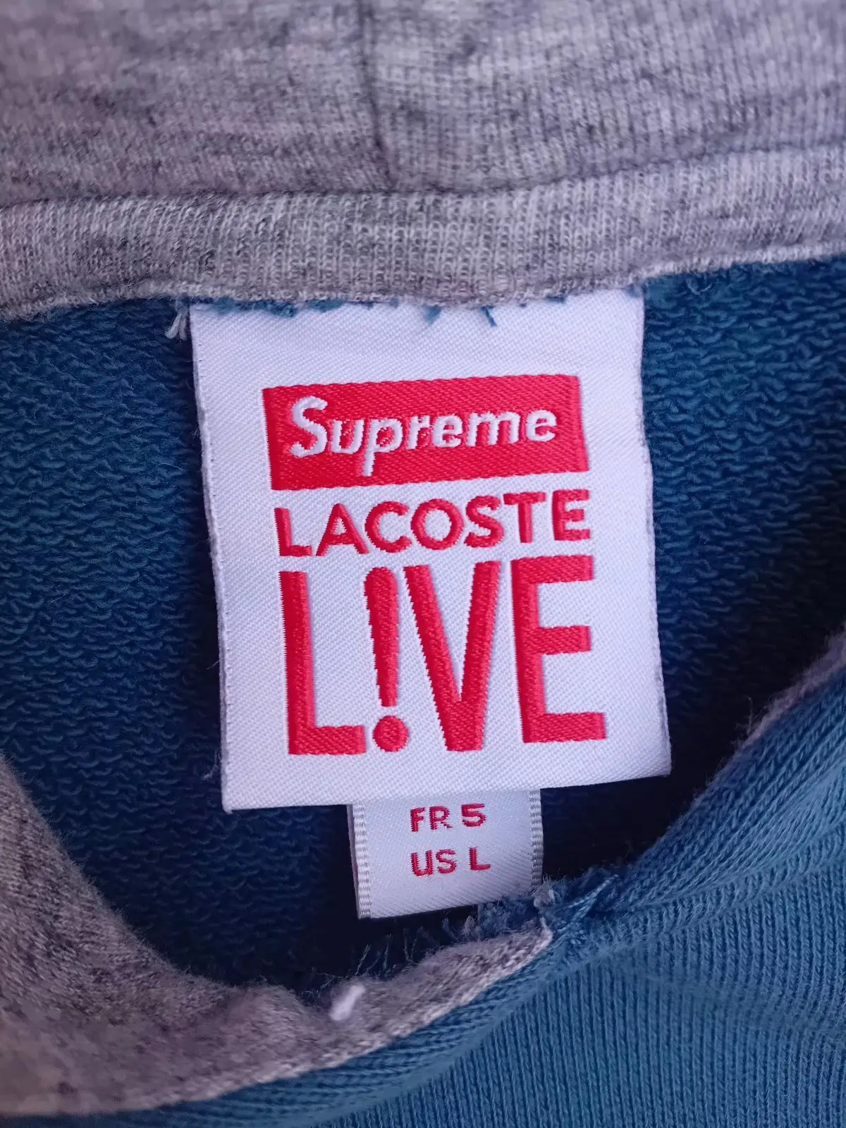 Supreme x Lacoste Blue Hooded Sweatshirt
