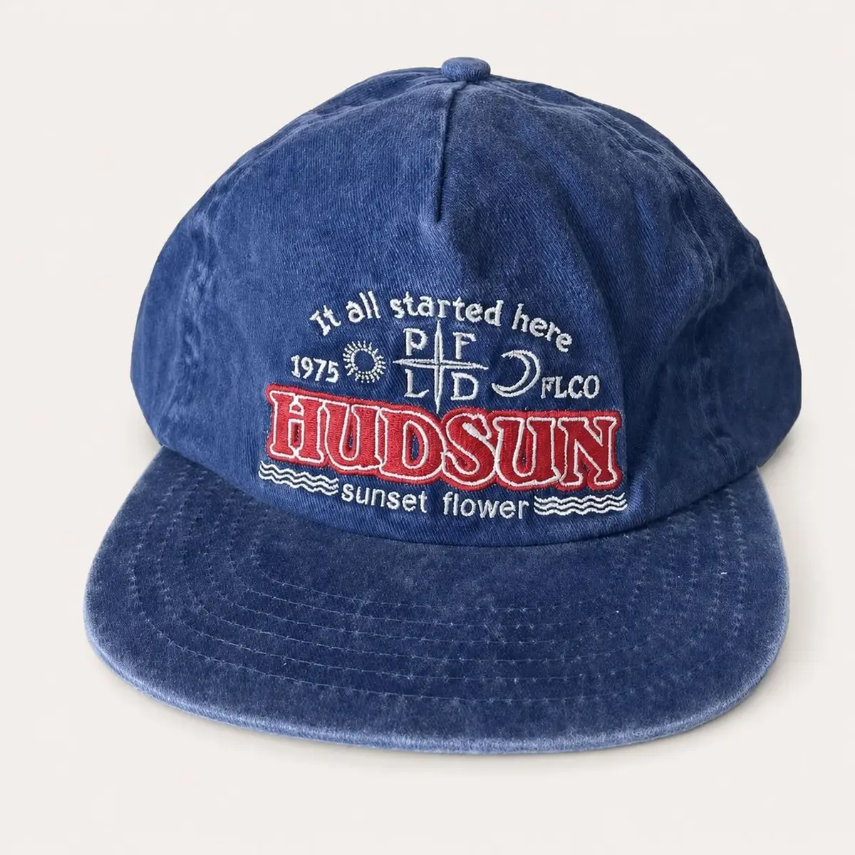 Hudsun Embroidered Denim Look Baseball Cap