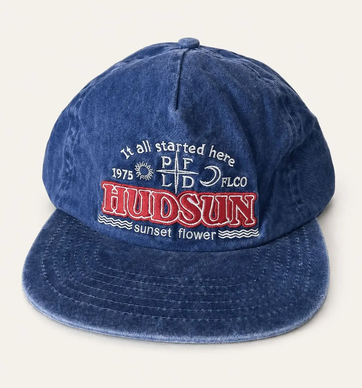 Hudsun Embroidered Denim Look Baseball Cap