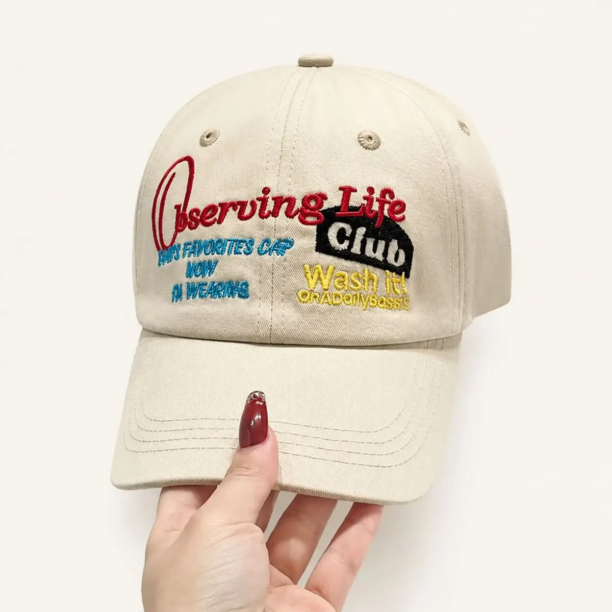 Hudsun Embroidered Denim Look Baseball Cap