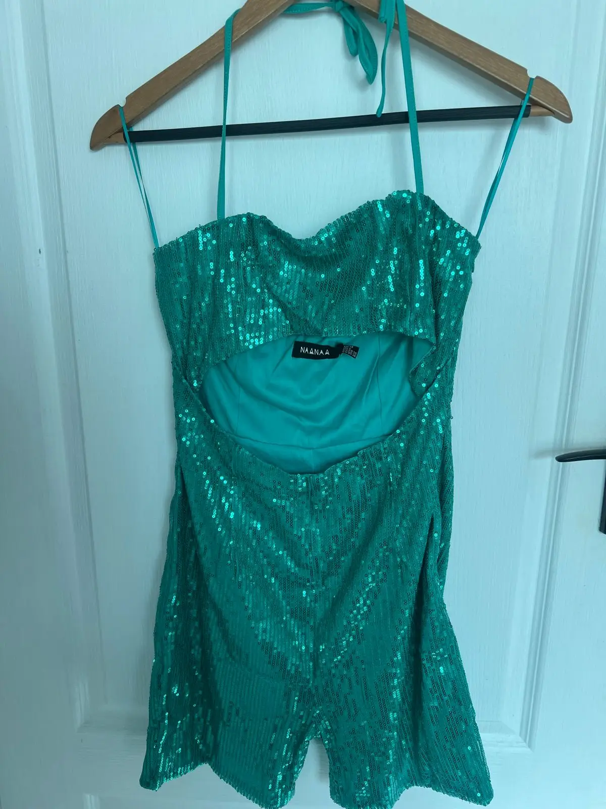 Naanaa Green Sequin Playsuit