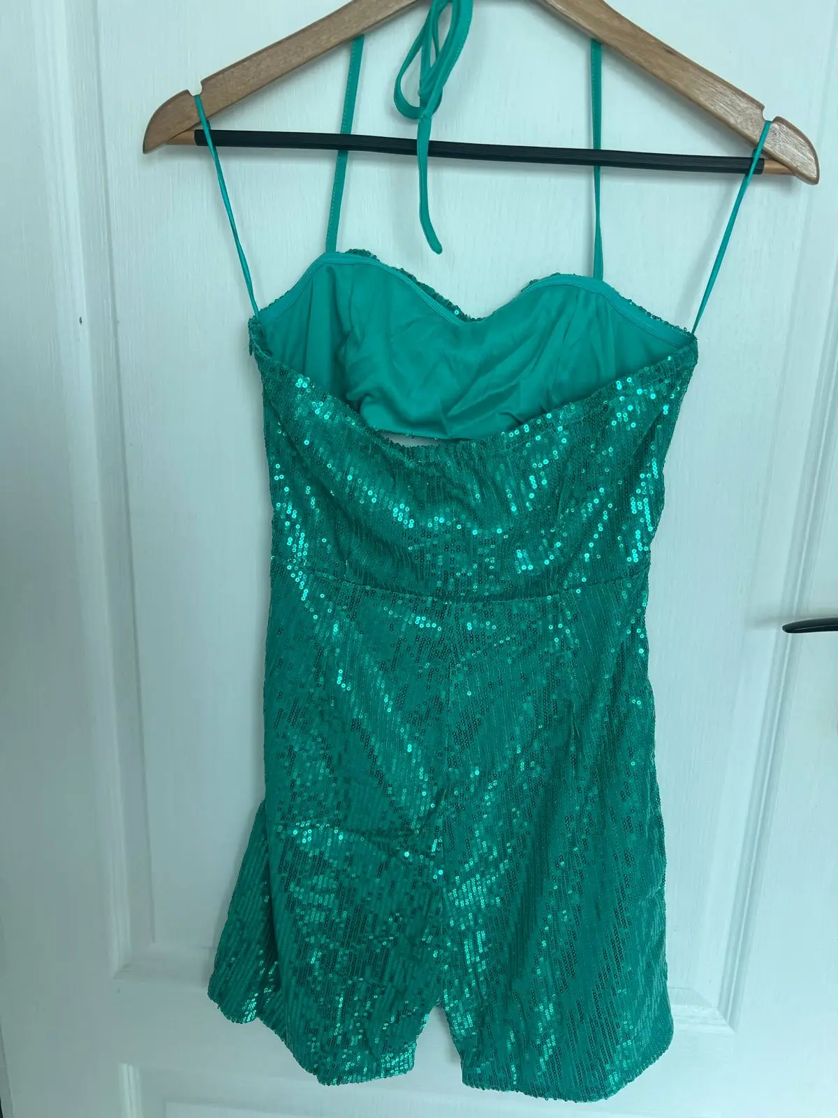 Naanaa Green Sequin Playsuit