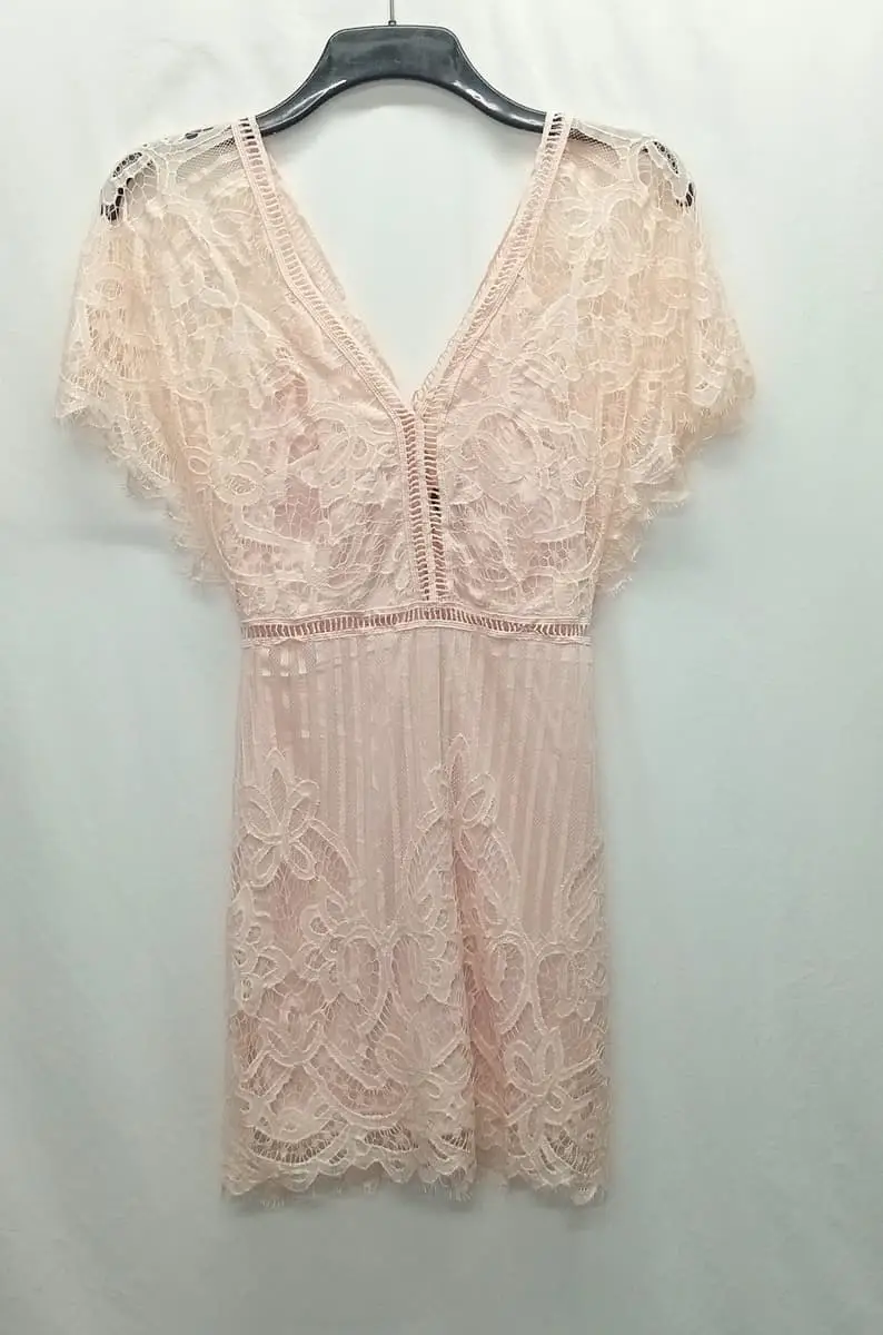 Boohoo Blush pink floral lace mini dress from Boohoo