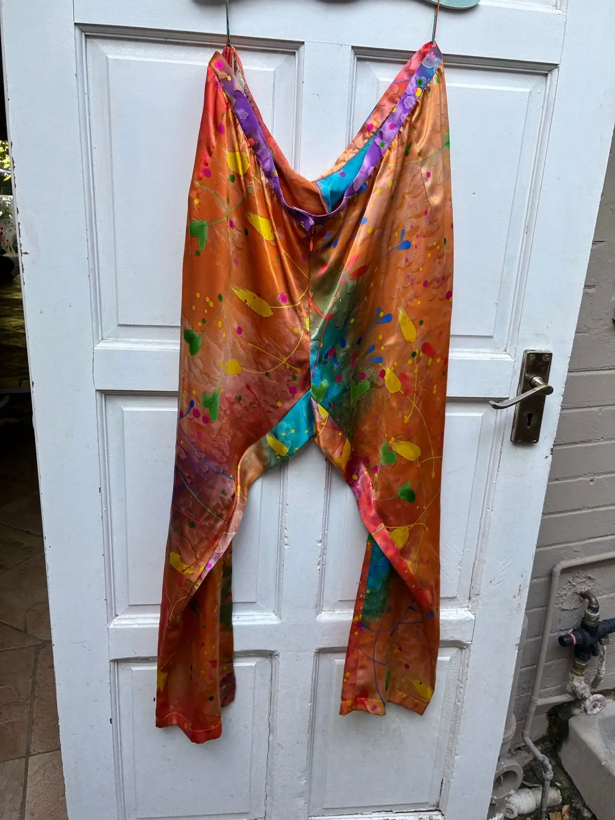 Multicolour Satin Print Pants Size 16