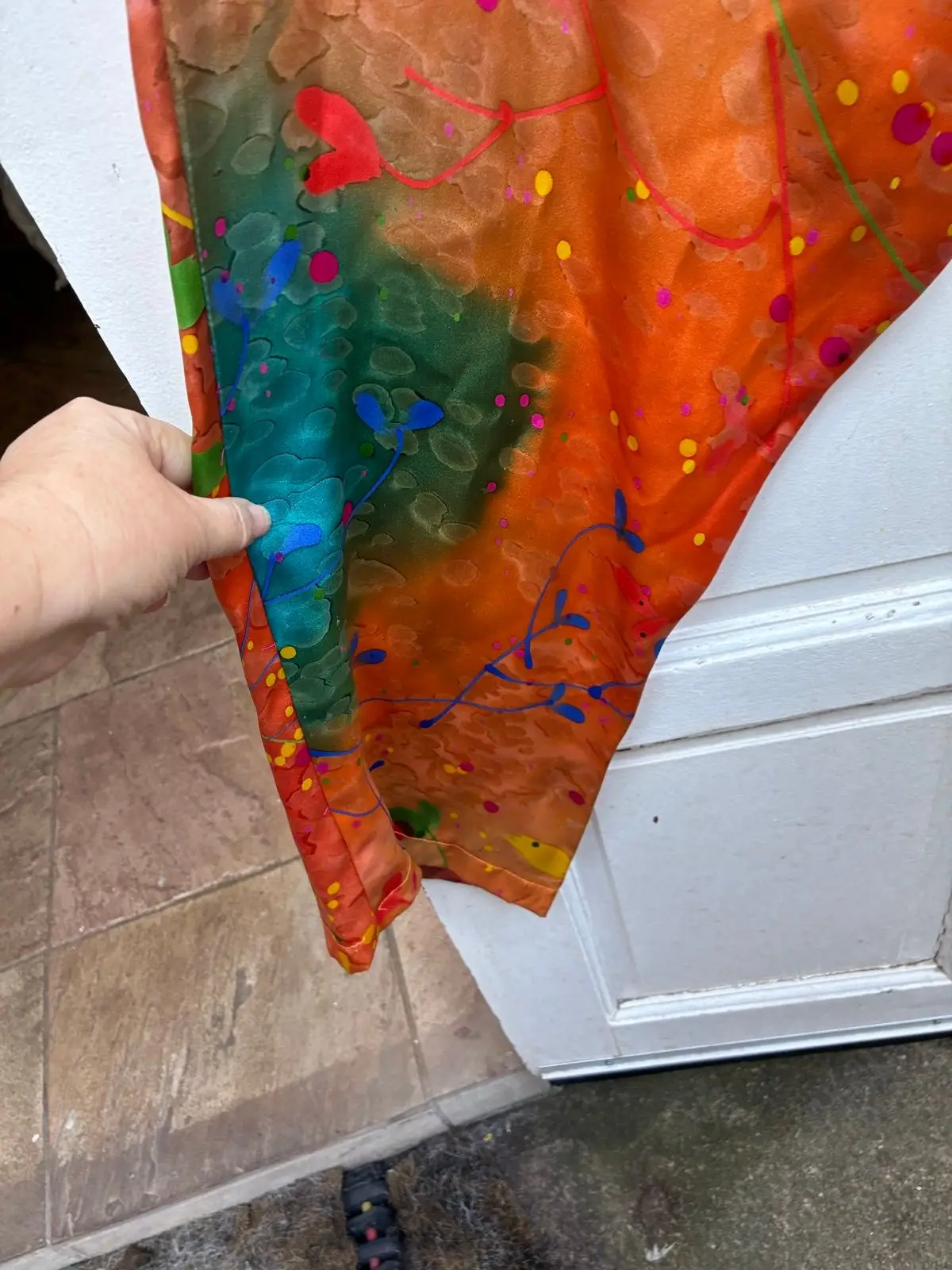 Multicolour Satin Print Pants Size 16