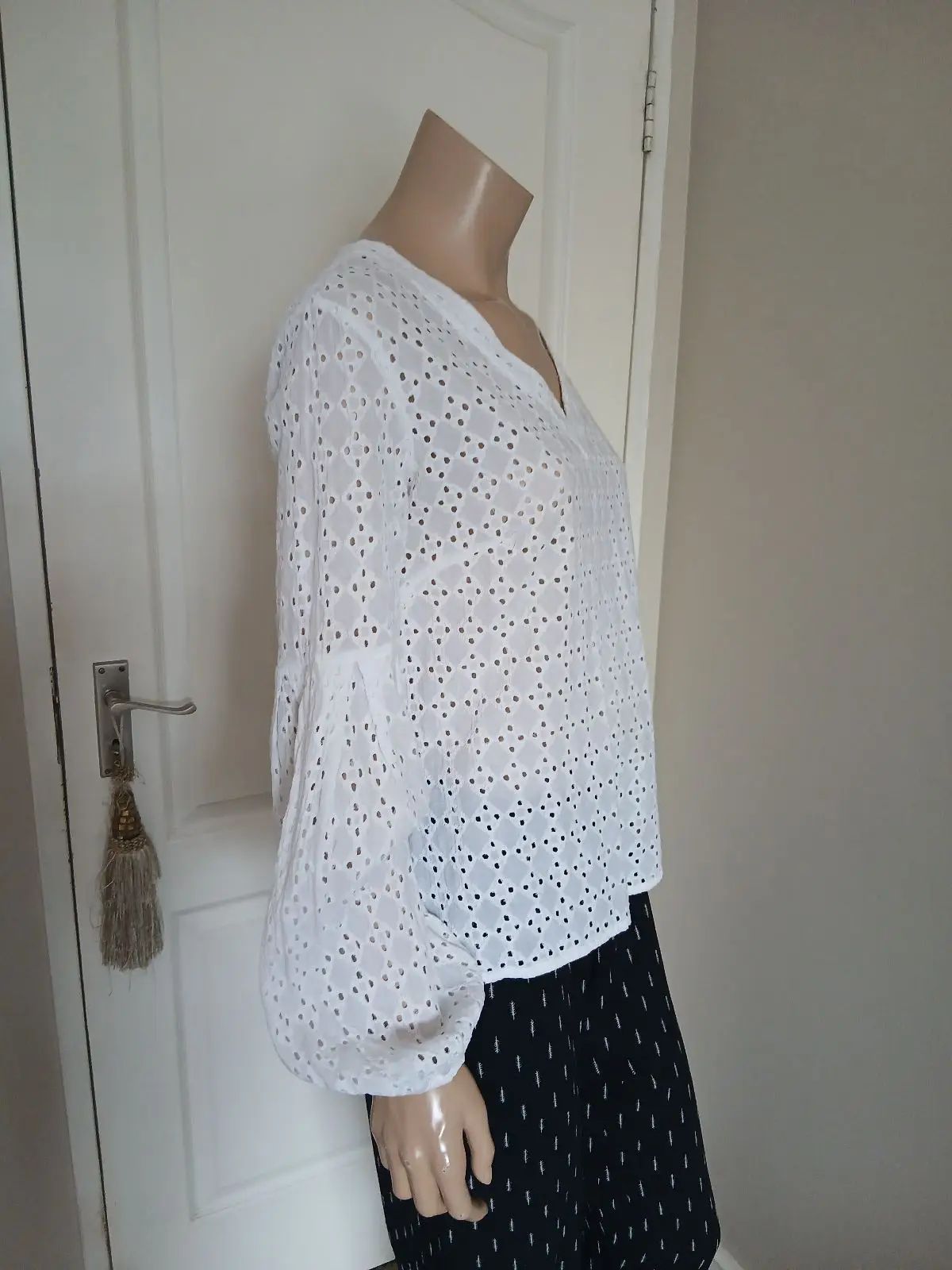 Sugar Lemon White V-Neck Broderie Anglaise Top