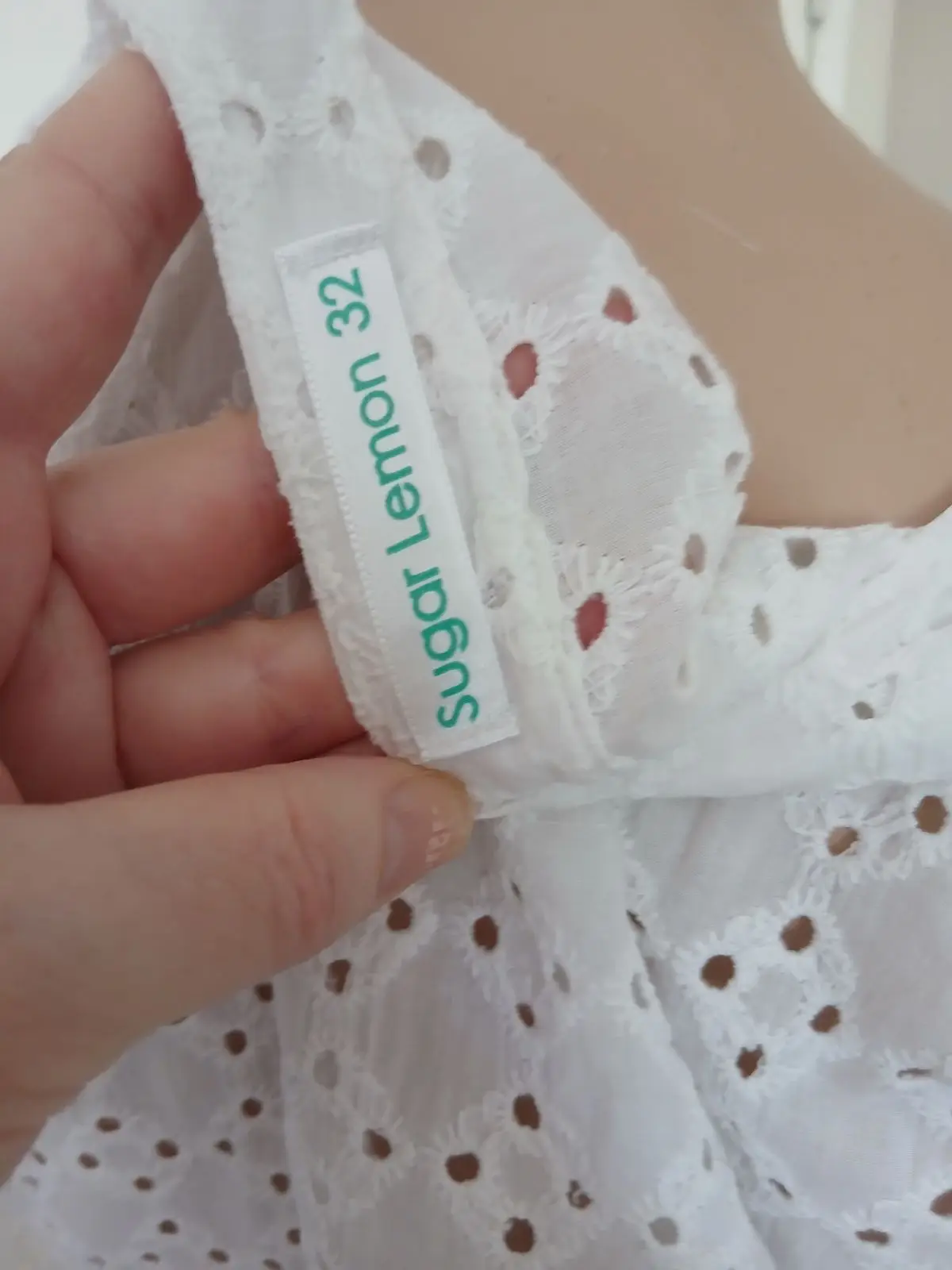 Sugar Lemon White V-Neck Broderie Anglaise Top
