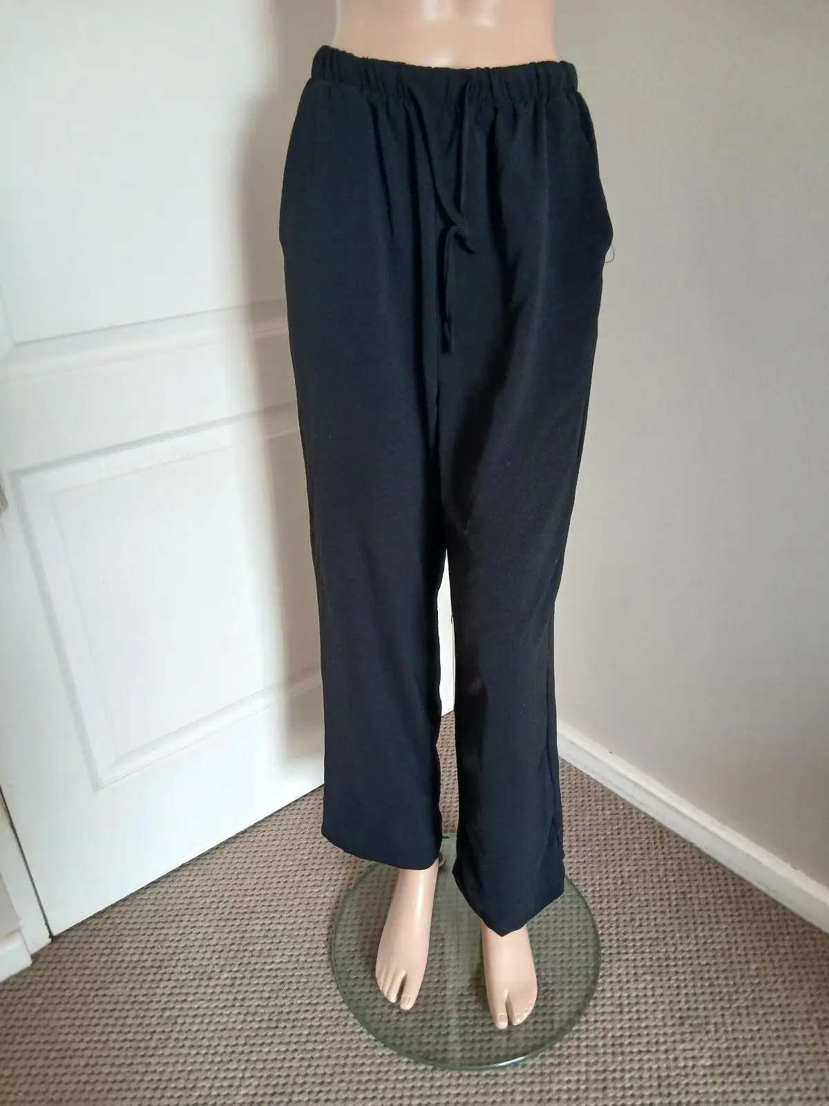 Leru Black Lightweight Summer Trousers Medium