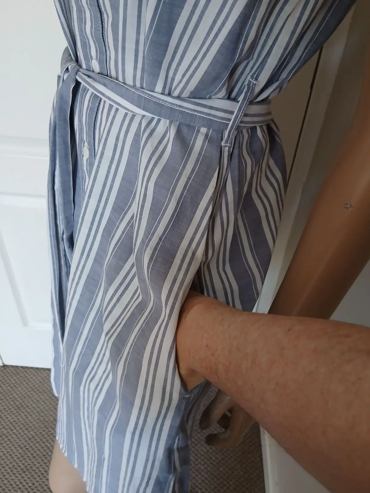 Poetry Blue Striped Cotton Shirt Dress Size 12