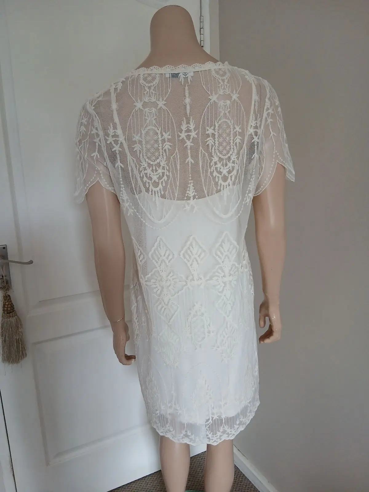 Zara Cream Lace Dress with Slip Size S