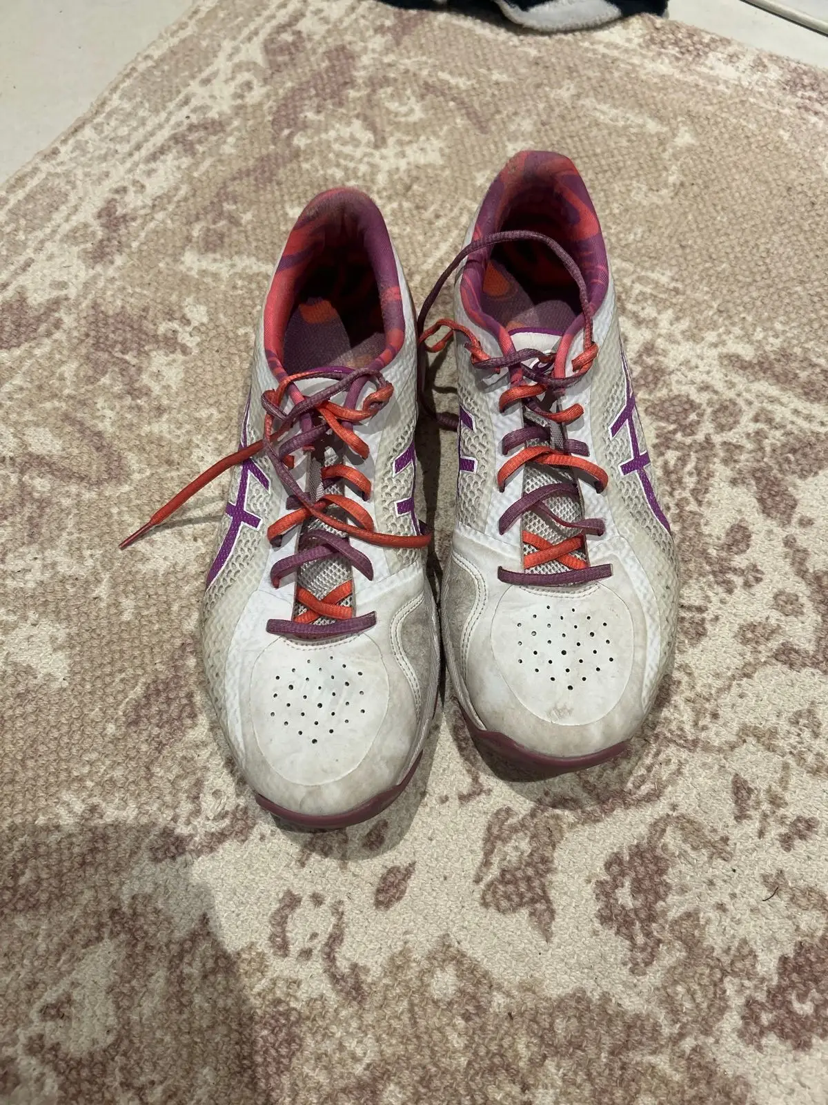 Asics White and Purple Sports Sneakers