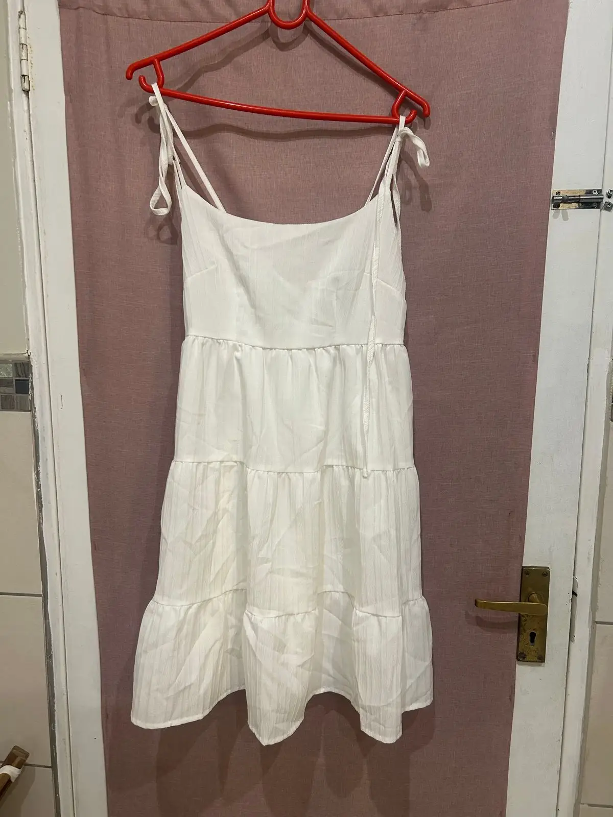 Shein White Tiered Dress Size L