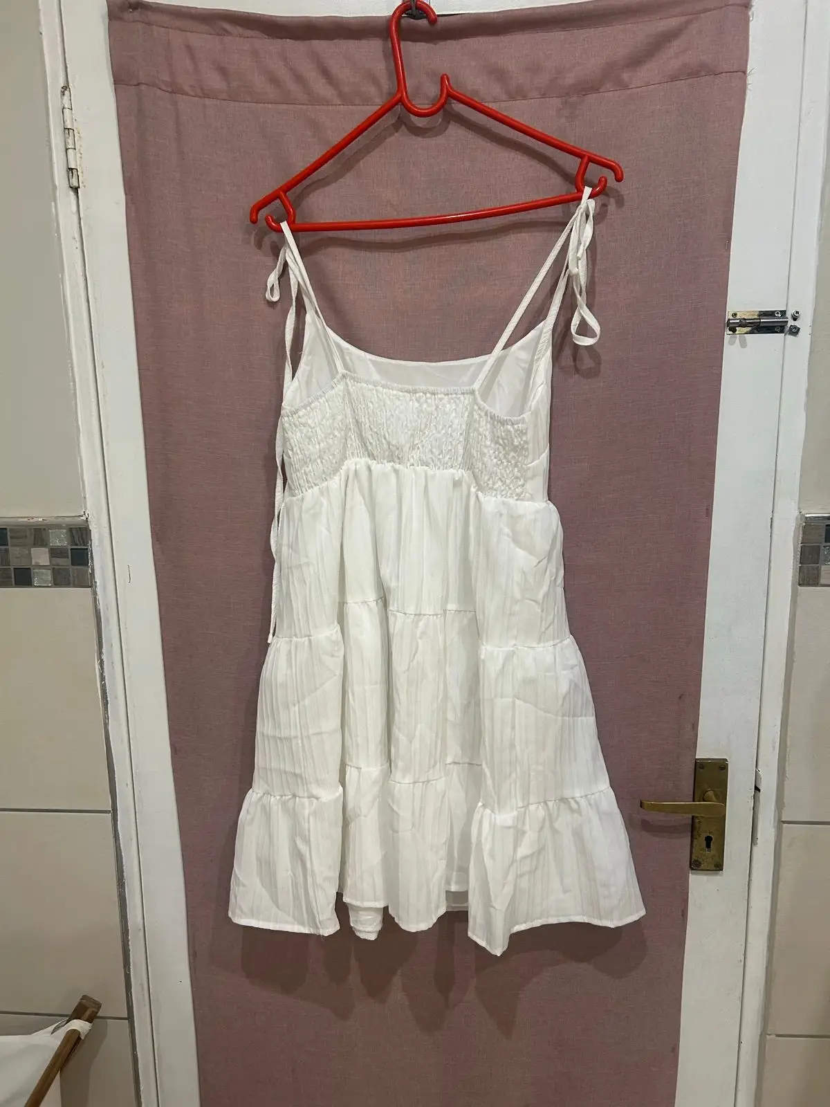 Shein White Tiered Dress Size L