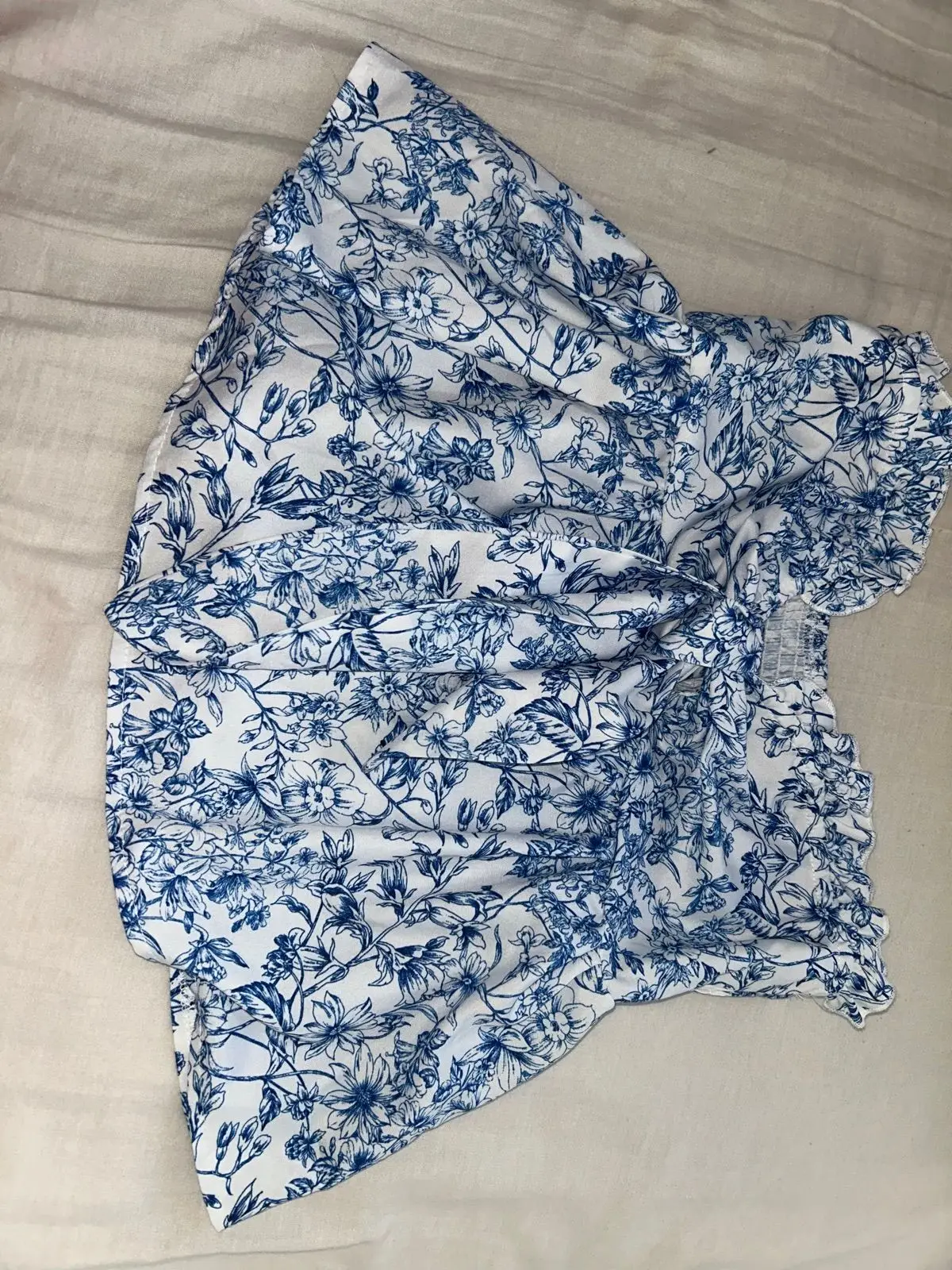 Shein Blue and White Floral Print Skirt