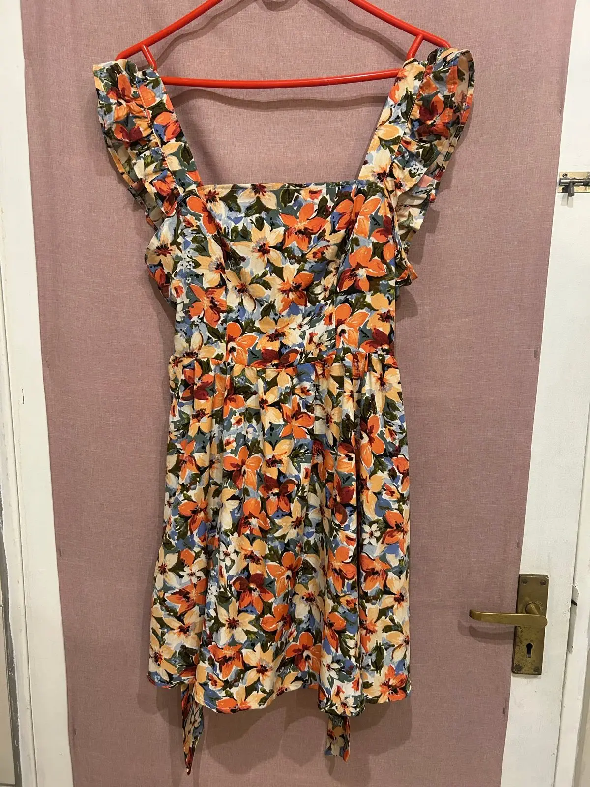 Shein Floral Print Frill Strap Dress XS